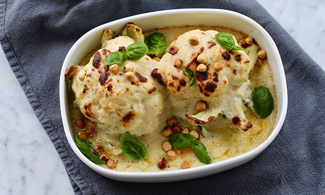 Gratinert blomkål med spicy ostesaus