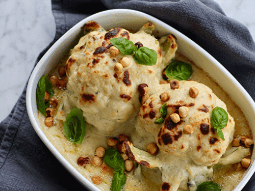 Gratinert blomkål med spicy ostesaus
