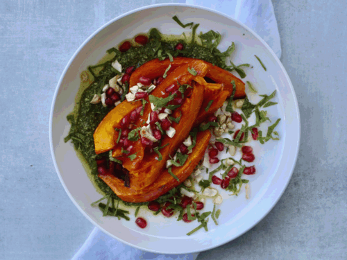 Hokkaidogresskar med myntepesto