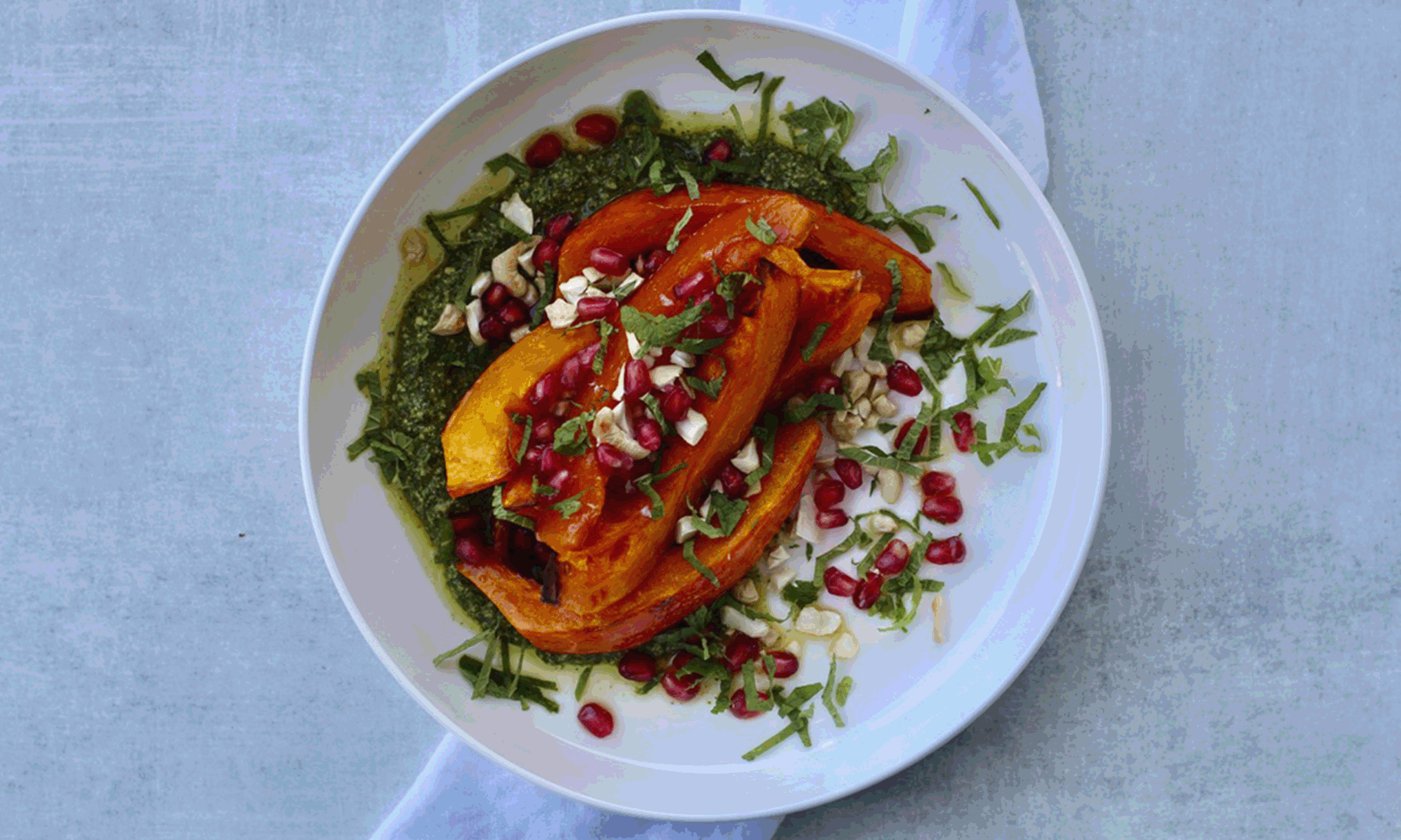 Hokkaidogresskar med myntepesto