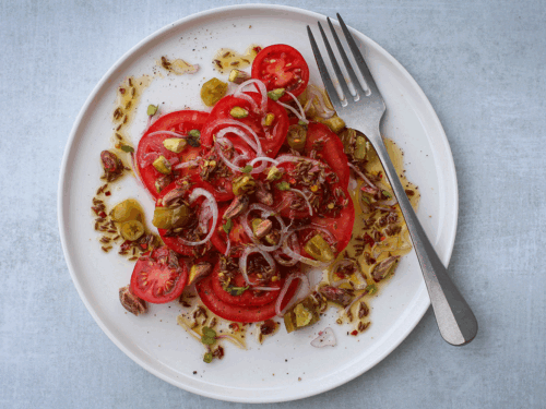Spicy tomatsalat med varm krydderolje