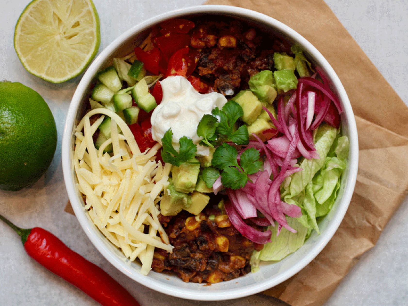 Tacobowl uten kjøtt