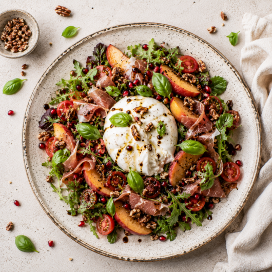 Burrata- og nektarinsalat