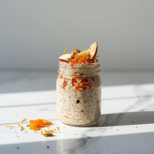 Gulrotkake- kjøleskapsgrøt; proteinrik overnight oats med smak av gulrotkake