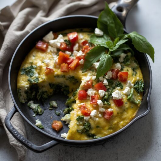 Ovnsbakt omelett med grønnsaker og ost- proteinrik frokost til meal prep
